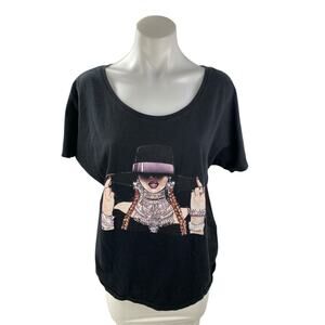 Bella Canvas Women's Black Short Sleeve Scoop Neck Lady T Shirt Tee Top Size M